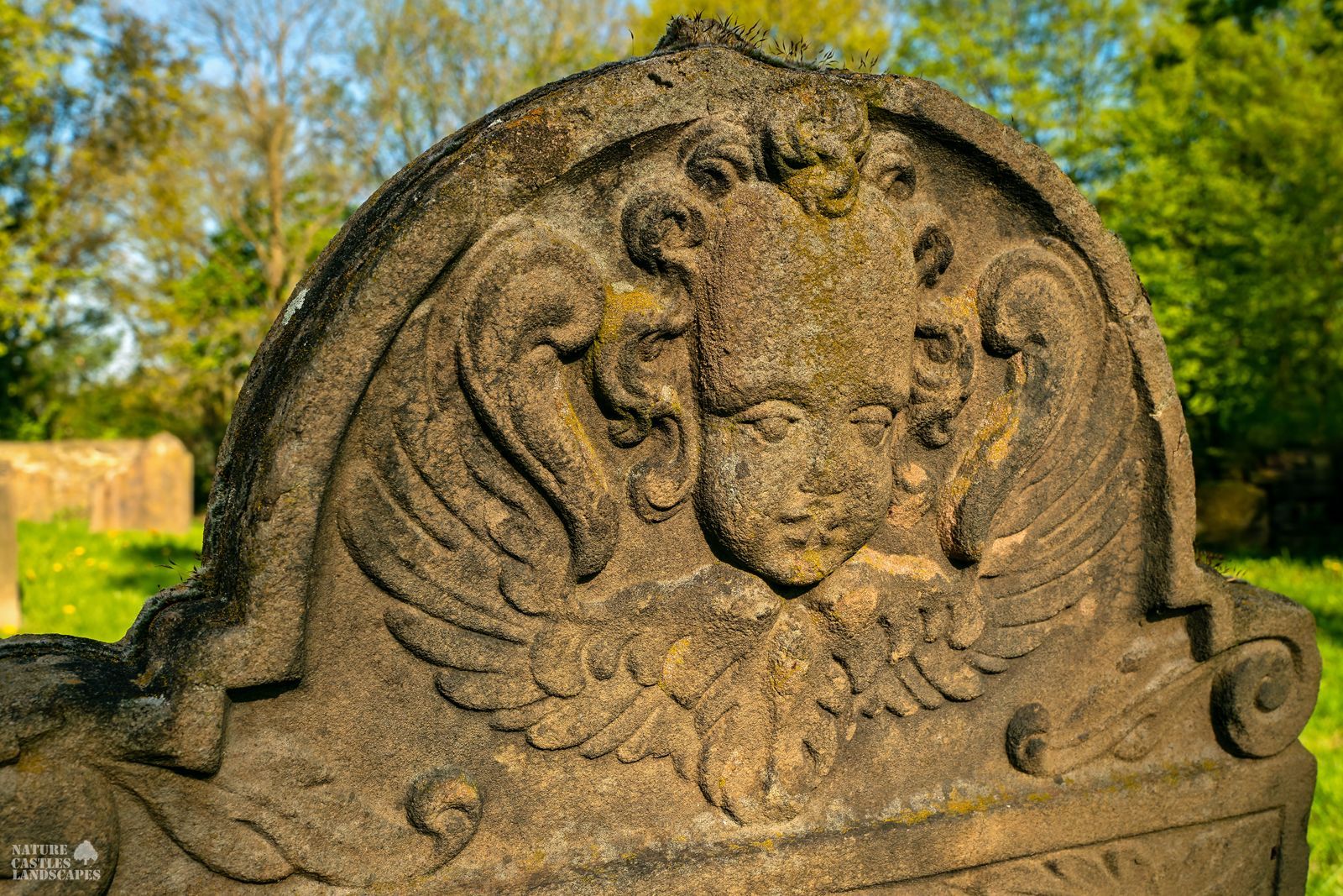 stonemason work on a old historic gravestone