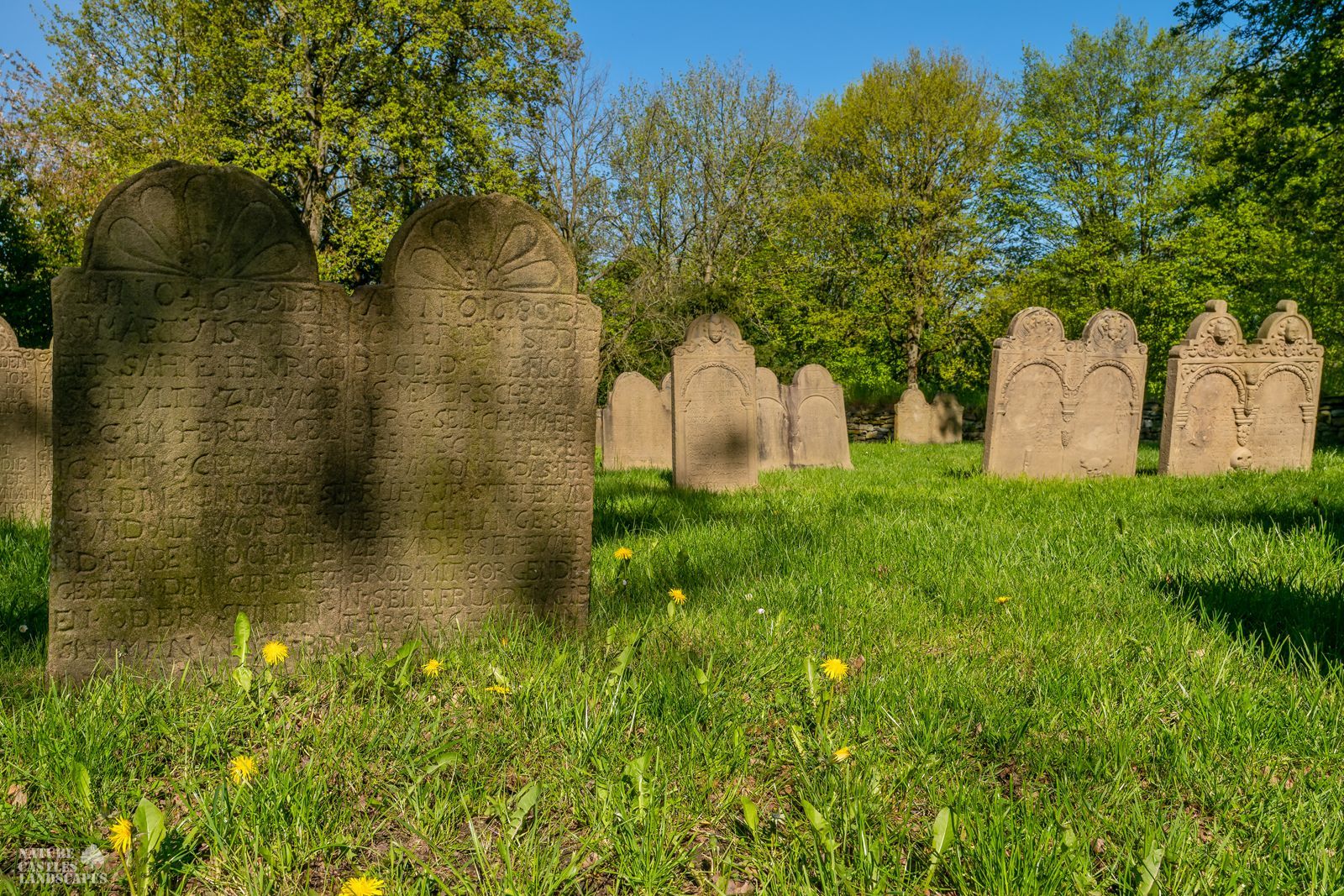 historic tombstones on a cementary
