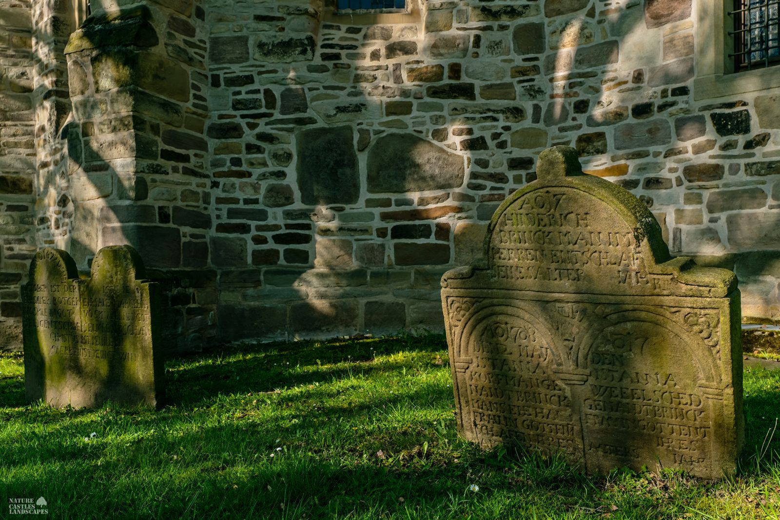 historic tombstones at the stiepel village church