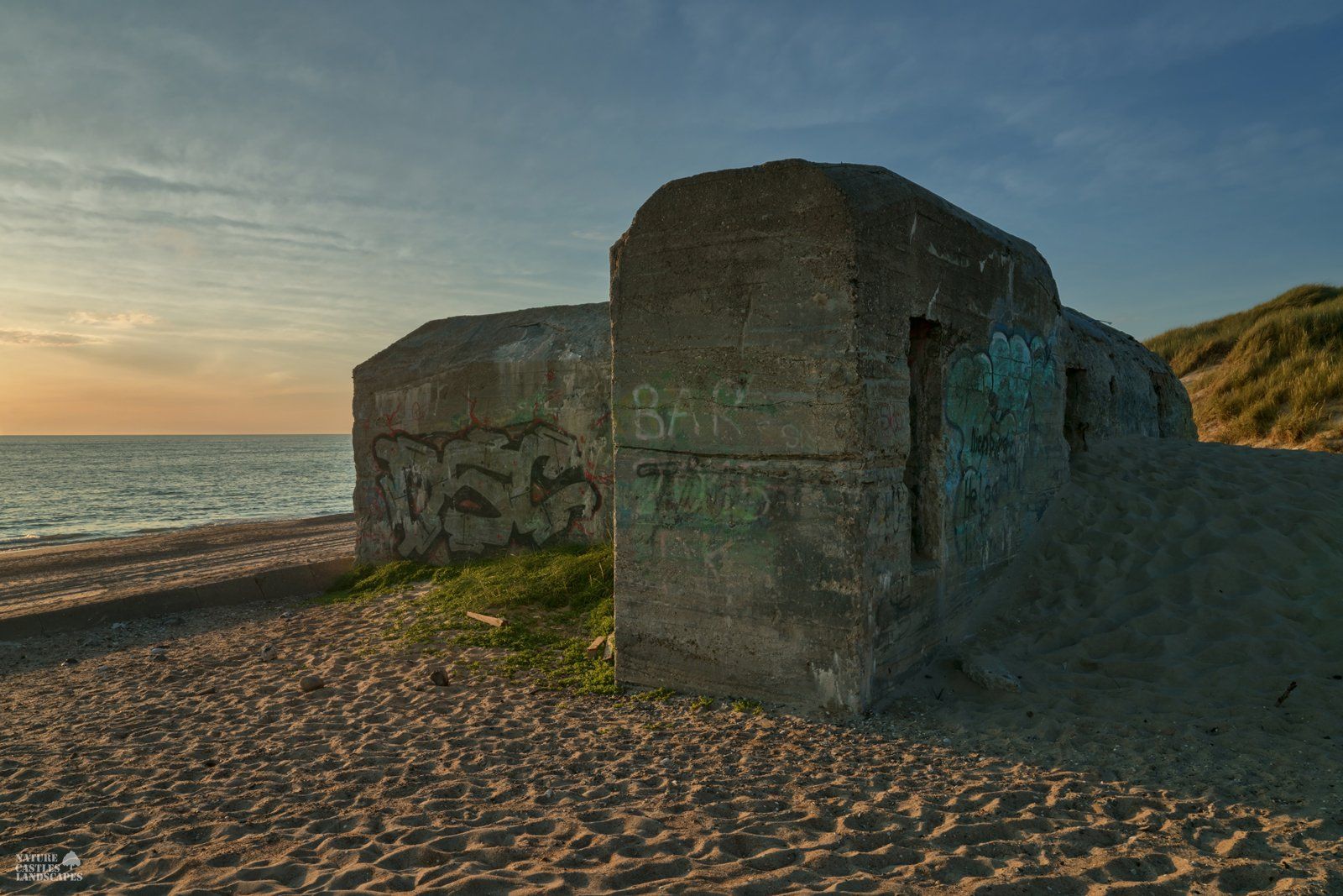 Photo of a bunker in Denmark on the North Sea coast