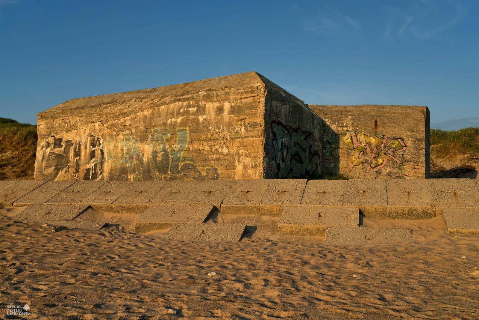 Golden light on the bunker in Denmark