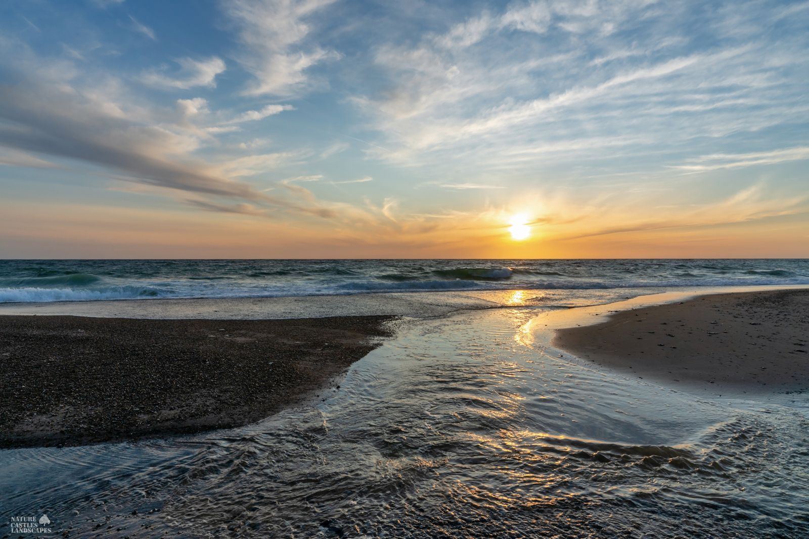 Danish North Sea coast tidal creek at high tide