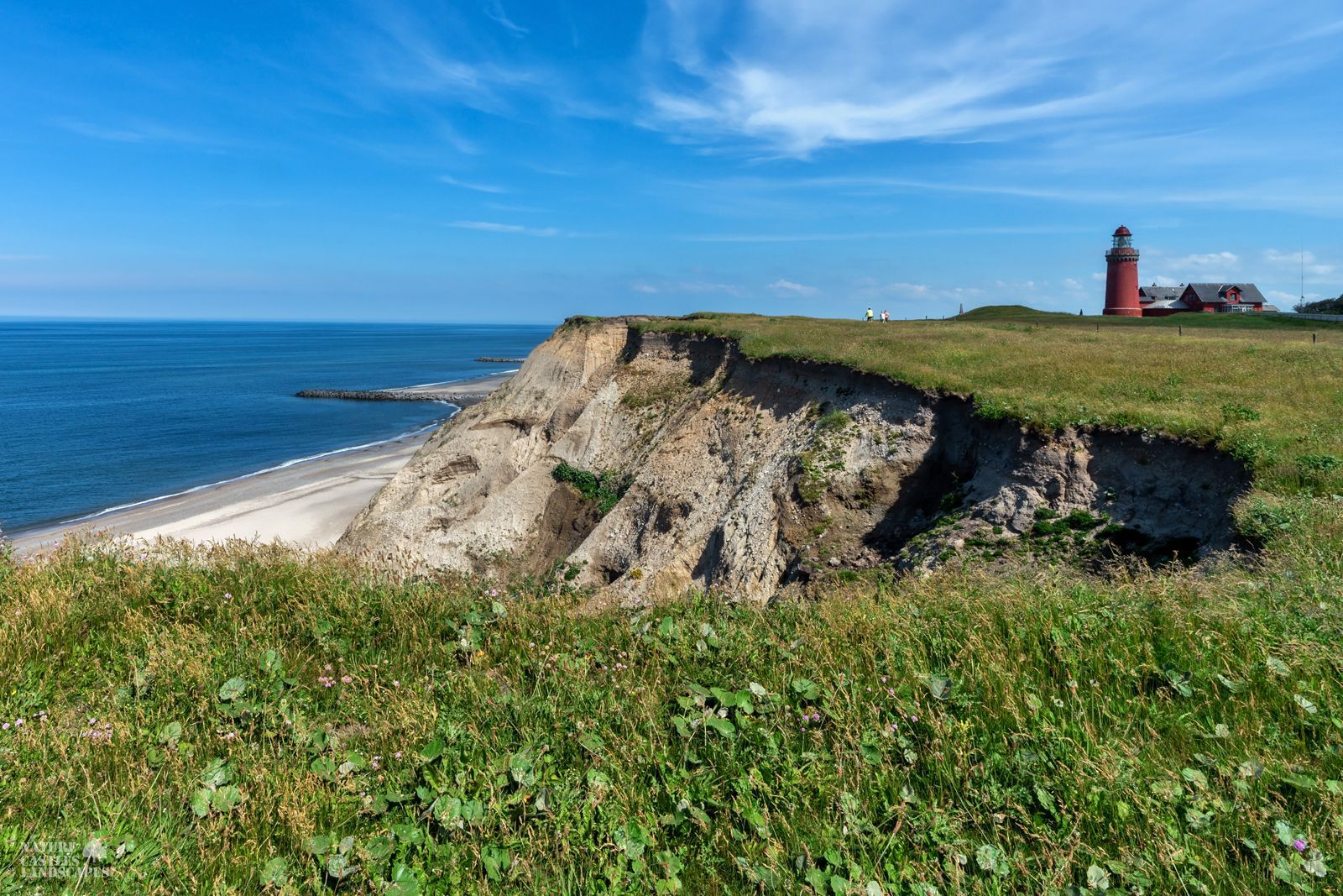 Danish North Sea coast cliffs with lighthouse