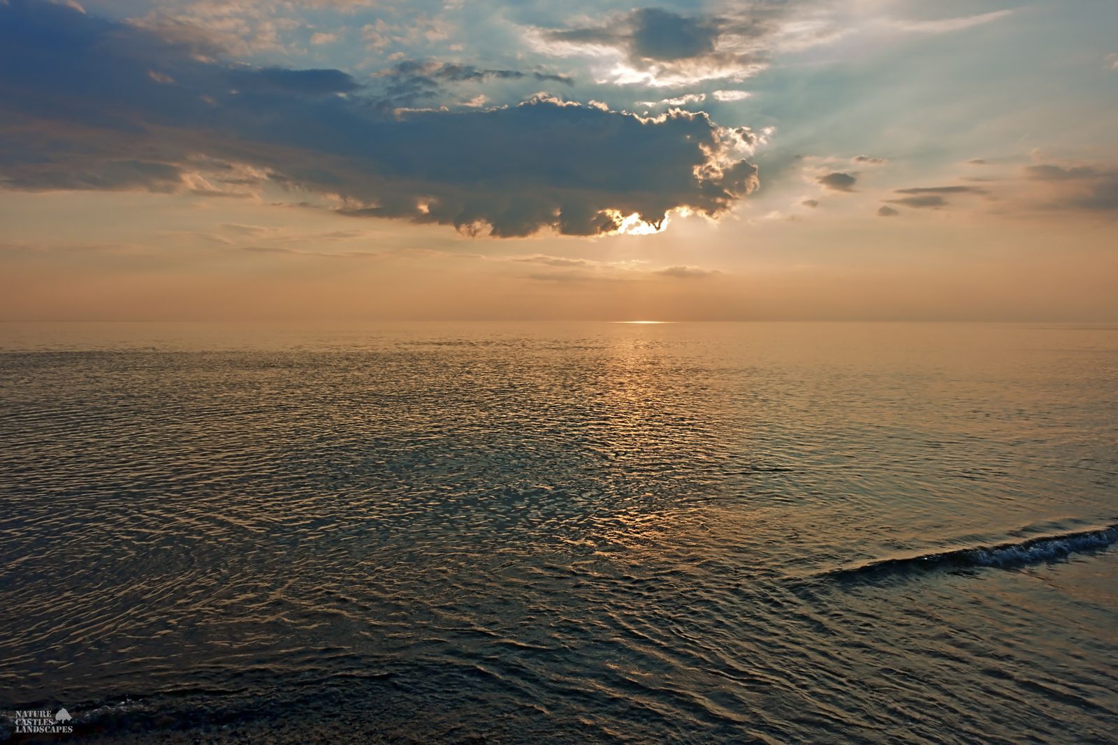 Danish North Sea coast: wonderful sunset on the calm North Sea