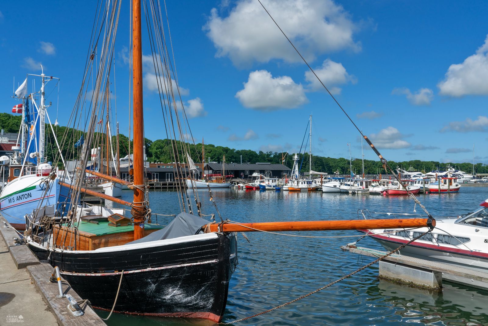 sailboat in a small Danish harbor on the North Sea