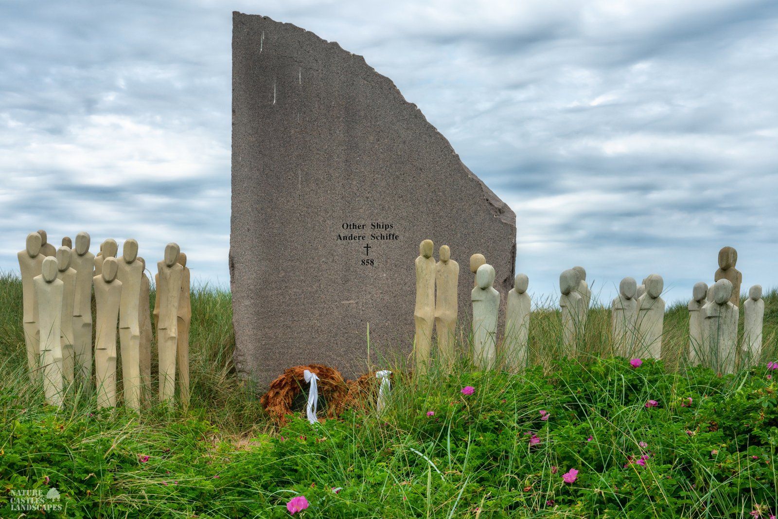 Roses and a Memorial stone for the sea battle for Jutland