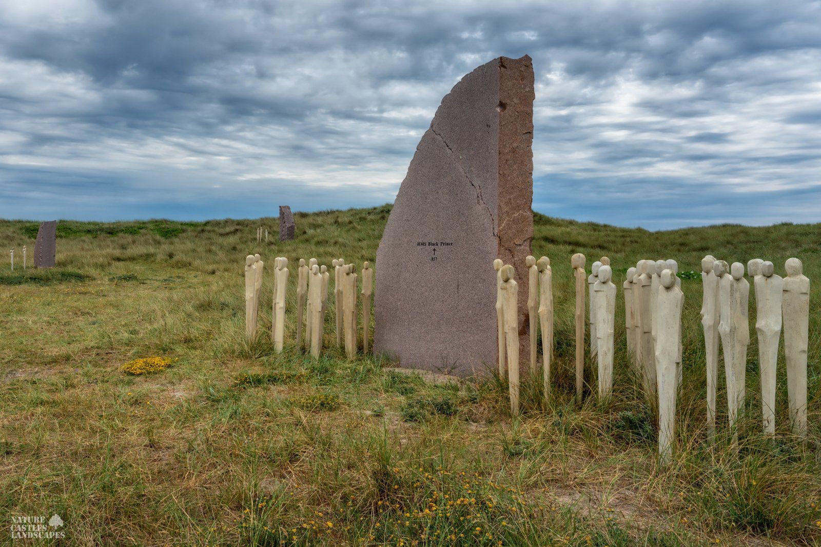 Different Memorial stones for the sea battle for Jutland