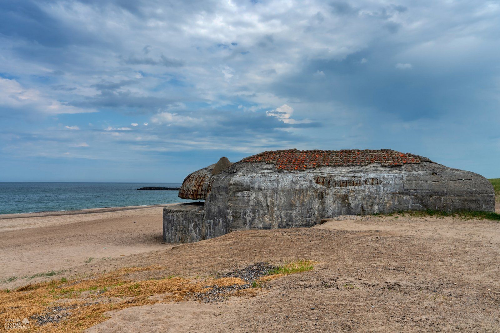 Camouflage roof on a bunker on the danish north sea coast