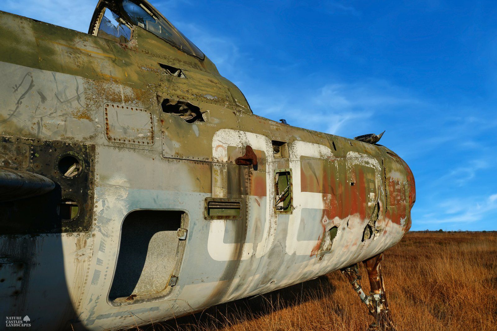 markings on a abandoned jet F-84 at the military training area