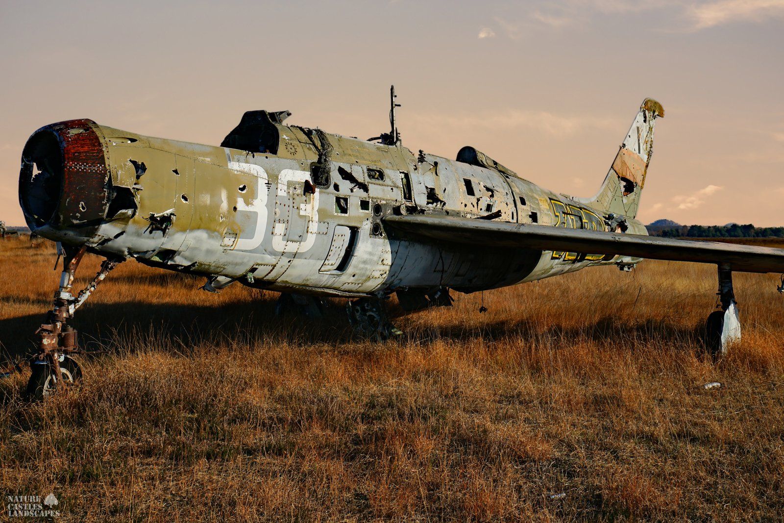 abandoned jet F-84 in the heath