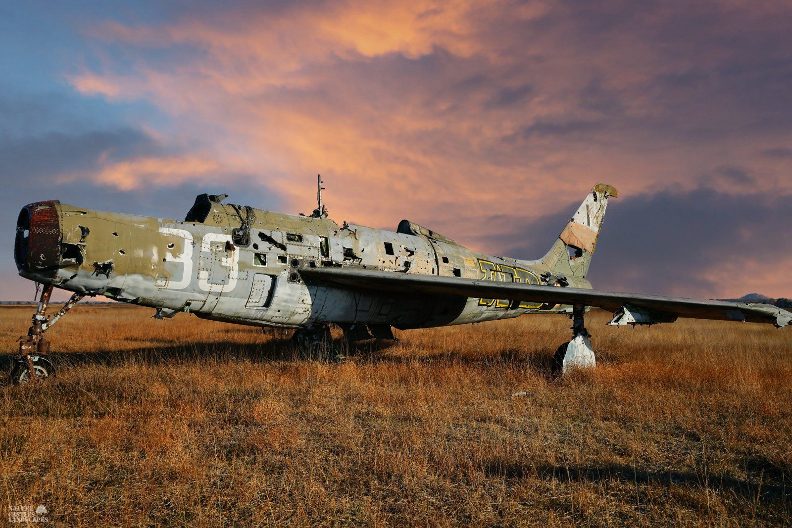 abandoned jet F-84 as shooting target