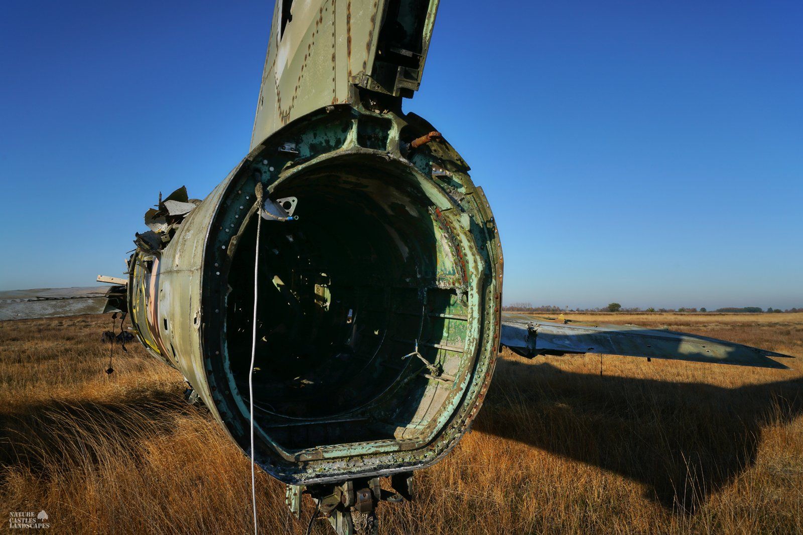 back view on a abandoned jet F-84 thunderstreak