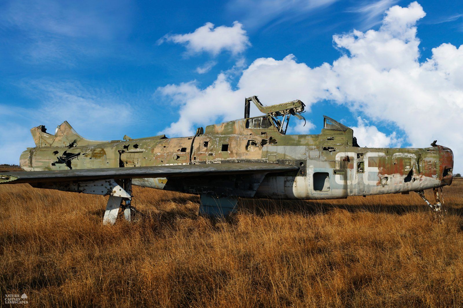 a aabandoned jet F-84 thunderstreak at the military training area