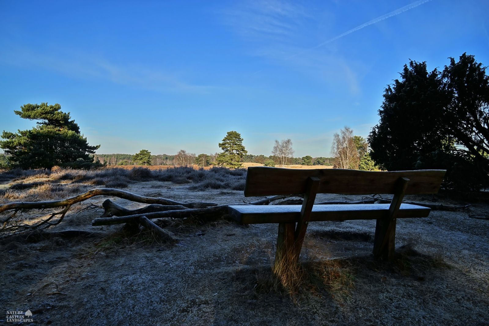 westruper heide im winter vereiste sitzbank