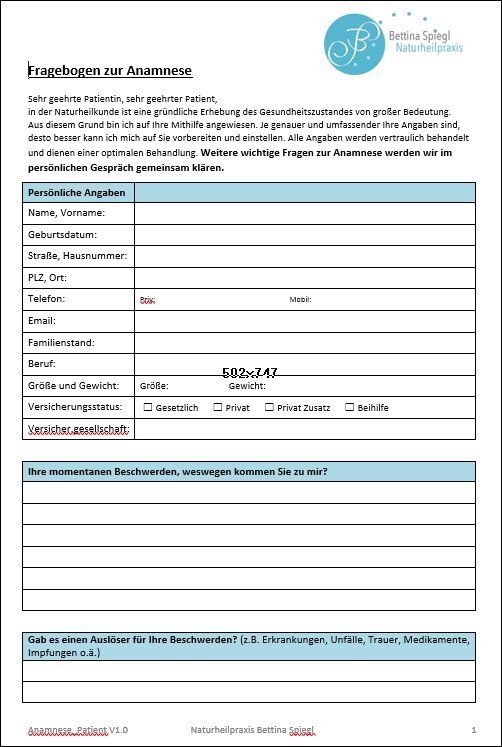 Anamnese, Erstgespräch bei Heilpraktiker in Nürnberg, Naturheilpraxis Bettina Spiegl