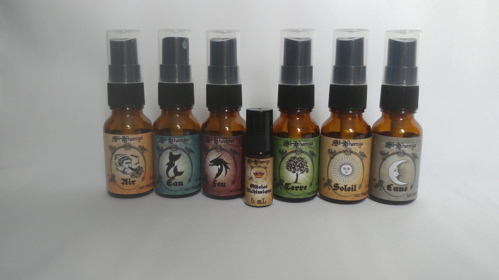 Les 6 composés Élémentaux et l'Oléat création de Geneviève Massé Jardin Sacré