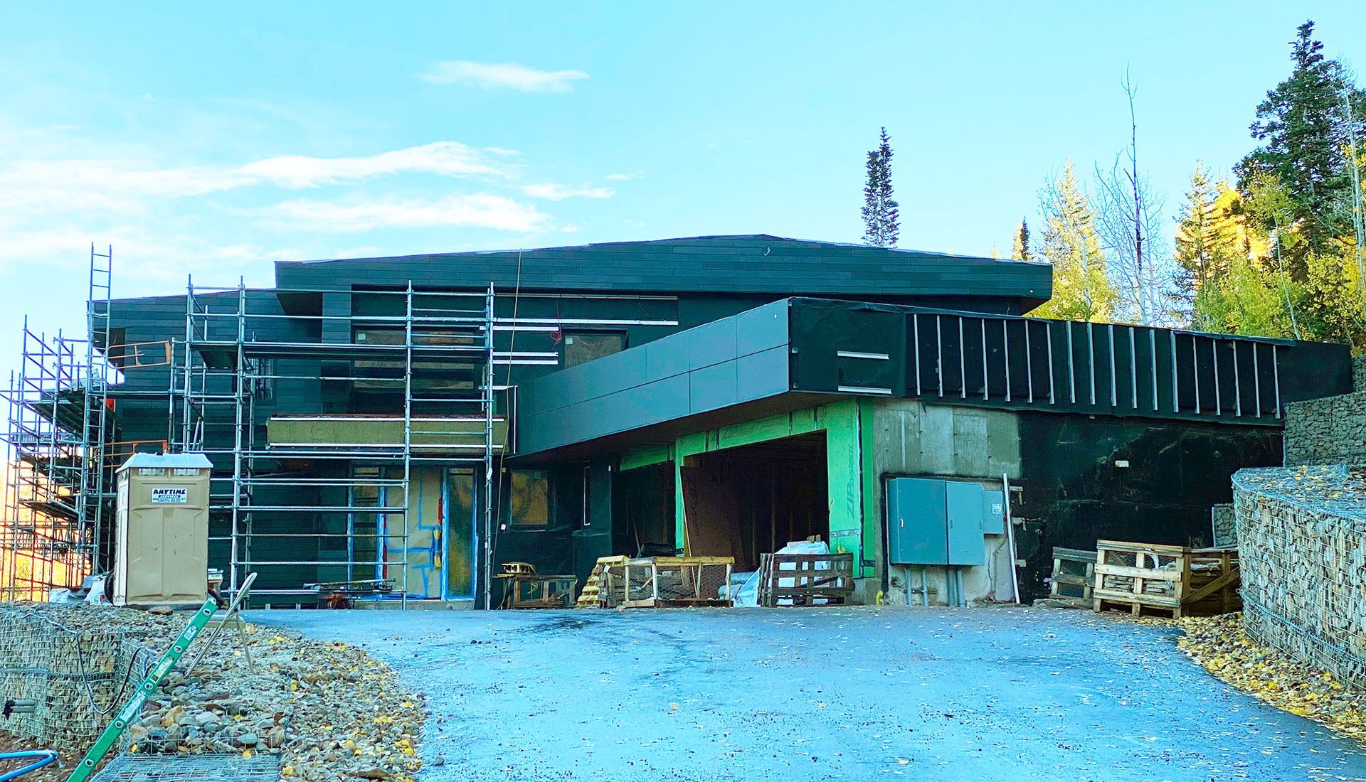 Entry Area with Ökoskin and Avancis PV panels under construction