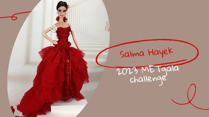 Salma Hayek Metgala2023 brabie OOAK haute couture  Gucci