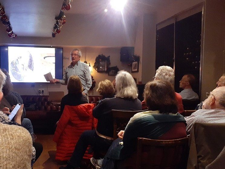 Laurence in front of an audience