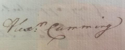 Signature of Alexander Cumming