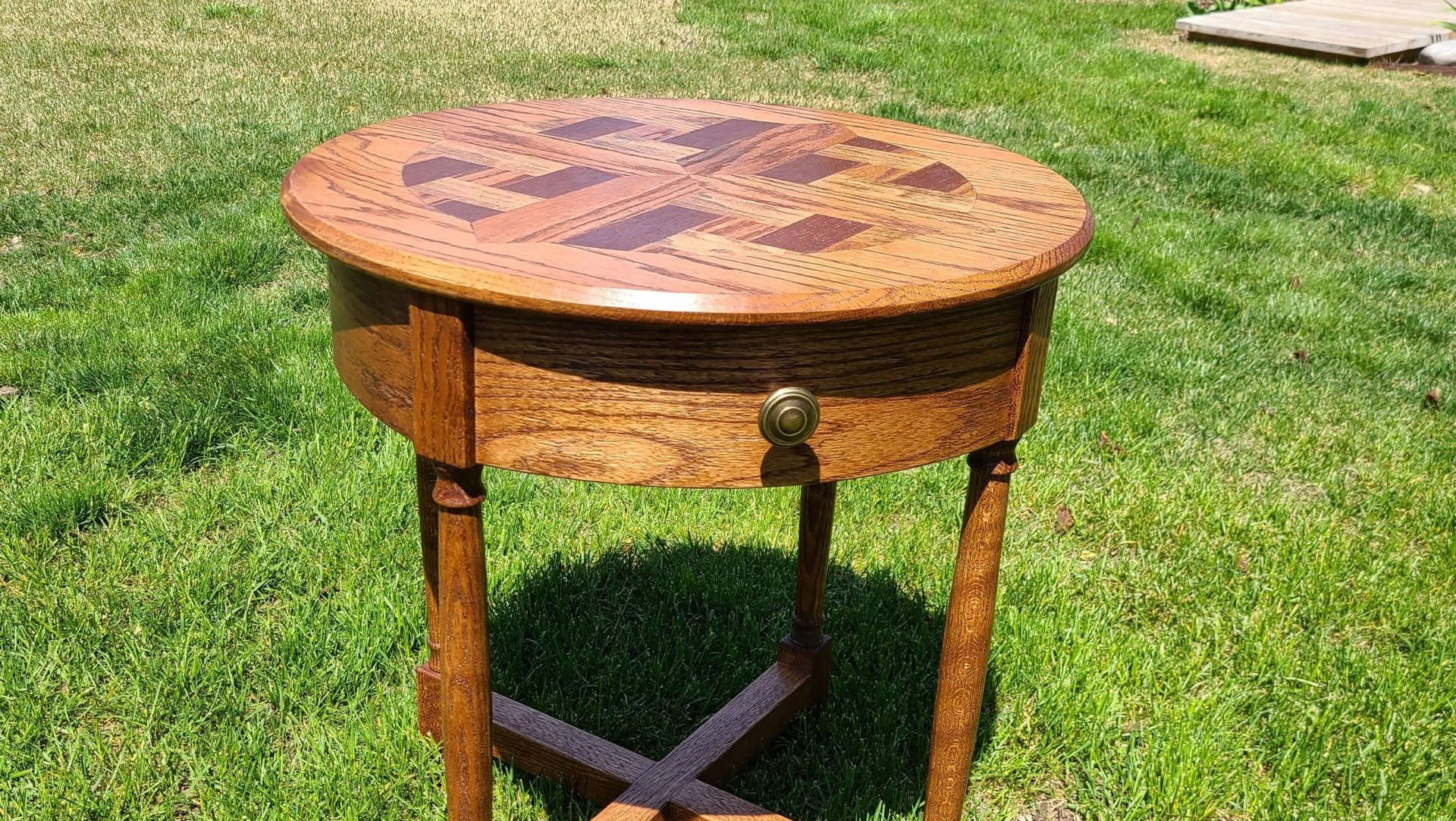 Solid wood round end table