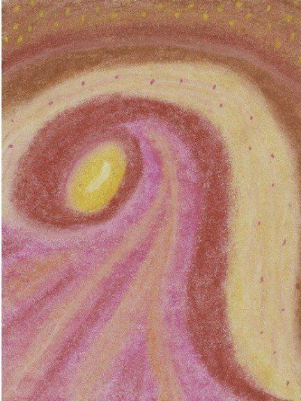 Sat Nam Designs, Sat Nam, spiral, spirals, art, abstract art, healing art, spiritual art, pastel chalk art, pastel chalks, red, yellow, pink, Kundalini, Kundalini yoga, meditation, yoga, consciousness