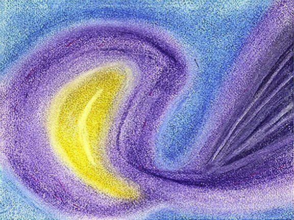 Sat Nam Designs, Sat Nam, light being, light beings, light beams, light, art, abstract, healing art, spiritual art, abstract art, purple, blue, yellow, white, gold, meditation, Kundalini, Kundalini yoga, yoga, consciousness, pastel chalk art, pastel chalk, pastel chalks
