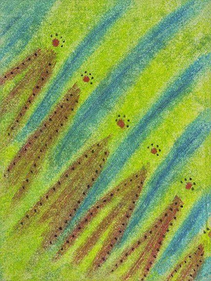 Sat Nam Designs, Sat Nam, mountain, mountains, dots, green, brown, blue, symbols, art, abstract art, healing art, spiritual art, pastel chalk art, pastel chalks, Kundalini, Kundalini yoga, meditation, yoga, consciousness