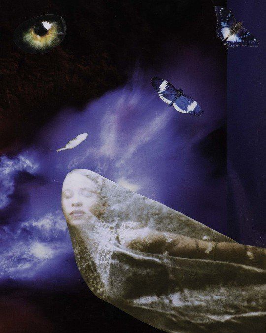 Sat Nam, Sat Nam Designs, Sat Dhyan Kaur, art, collage art, collage, feather, eye, dream, dreamstate, meditation, yoga, spiritual art, healing art