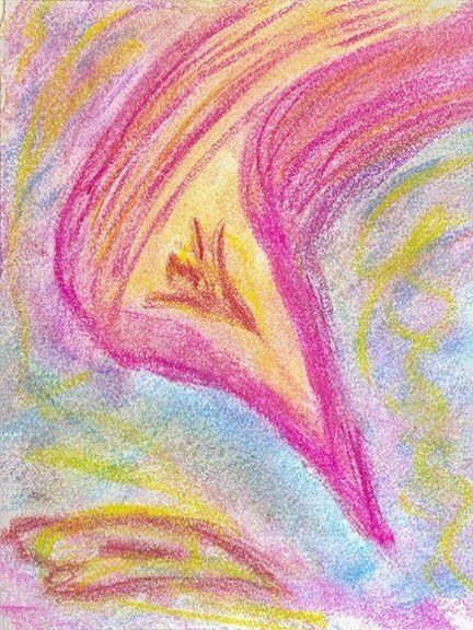 Sat Nam Designs, Sat Nam, heart, hearts, figure, figures, angel, angels, fire, fires, pink, gold, yellow, blue, abstract, art, abstract art, healing art, spiritual art, pastel chalk art, pastel chalks, Kundalini, Kundalini yoga, meditation, yoga, consciousness