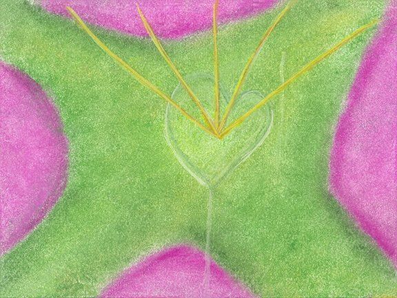 Sat Nam Designs, Sat Nam, heart, hearts, light beams, light, art, healing art, spiritual art, abstract art, purple, pink, green, white, meditation, Kundalini, Kundalini yoga, yoga, consciousness, pastel chalk art, pastel chalk, pastel chalks