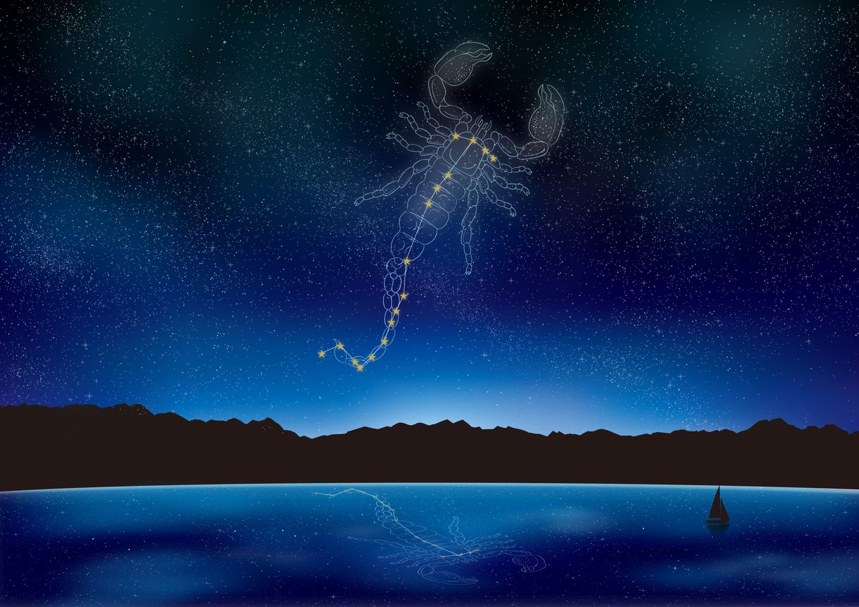 Sternbild Skorpion am Nachthimmel, Verbindung zu Skorpionstich und Histamin