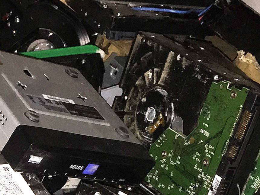 Old hard drives ready to be recycled