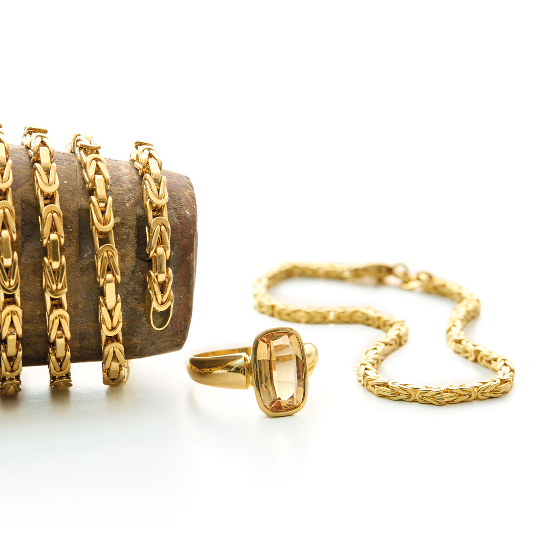 Ring mit Imperialtopas Goldketten