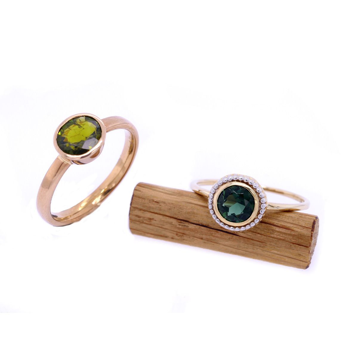 Turmalin-Ringe in Gold