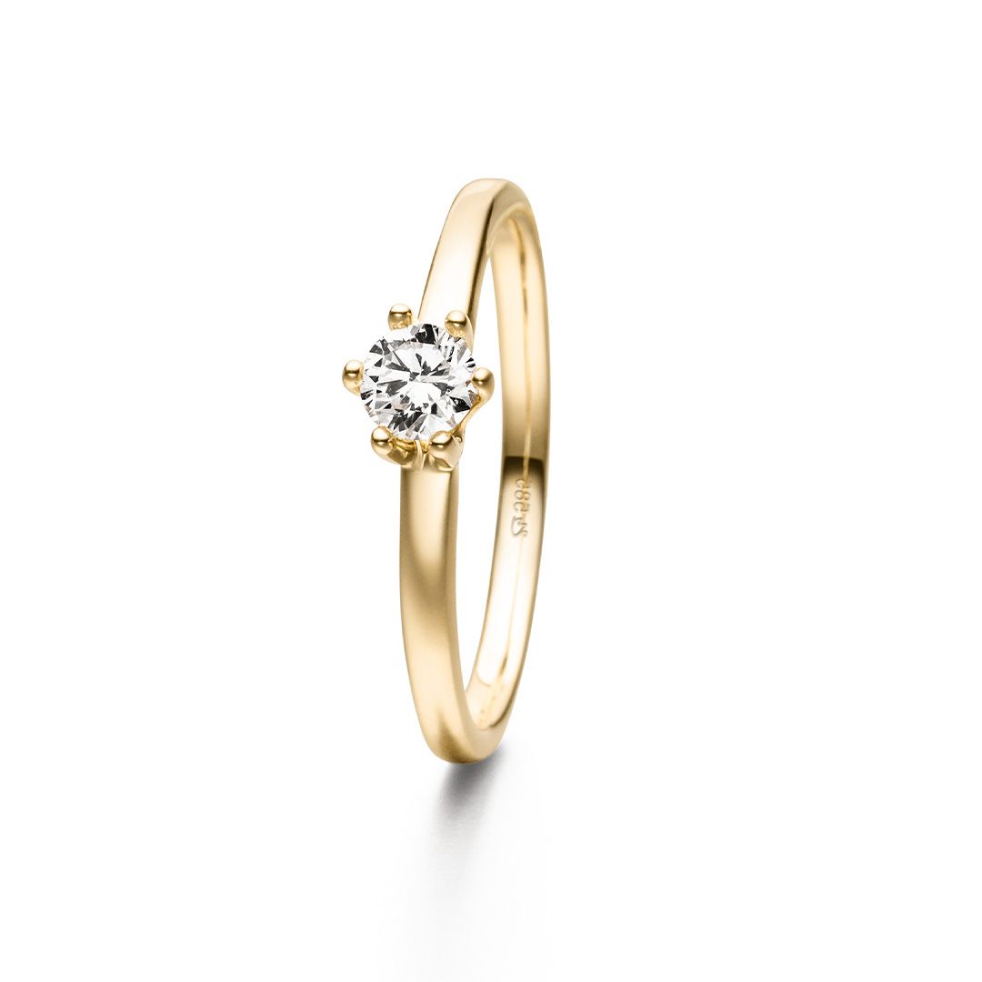 Wörner Antrags-Brillantring Solitaire Gelbgold