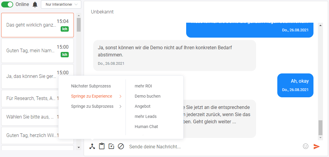 Chatfairy Live-Chat-Dashboard und -Details Chatfairy Live-Chat-Dashboard und -Details