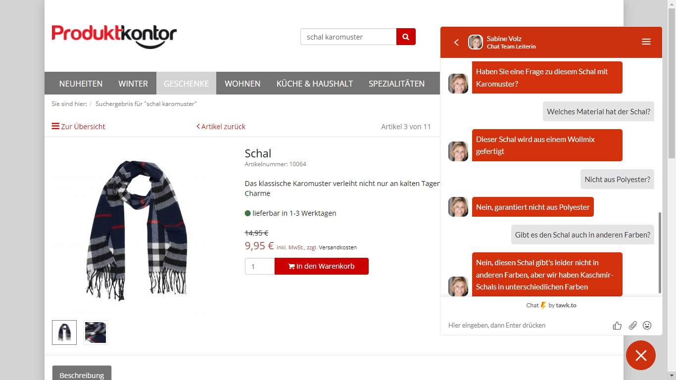 Chatfairy Live Chat Service in Online-Shop