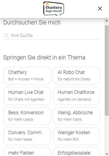 Individuelles Chatfairy App Branding auch für 2. Oberfläche Chatfairy App Branding zweite Oberfläche