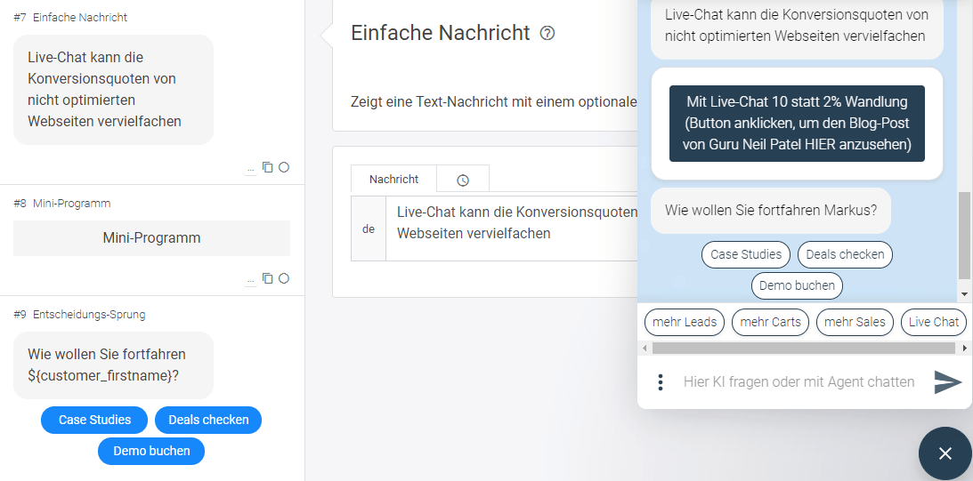 Chatfairy Dialogdetails bearbeiten und testen Chatfairy Dialogdetails bearbeiten und testen
