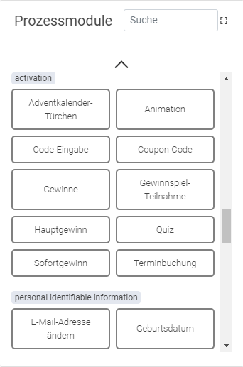 Chatfairy Prozessmodule Beispiel 1 Chatfairy Prozessmodule Aktivierung + persönliche Daten