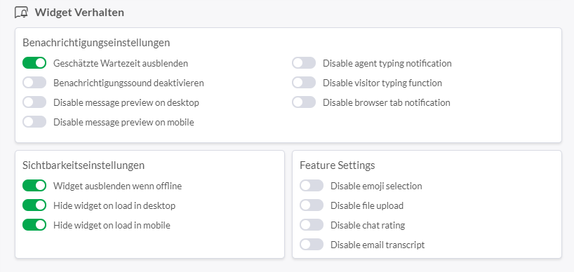 Widget Konfiguration für Warteschlange und Öffnungszeiten Widget Konfiguration für Warteschlange und Öffnungszeiten