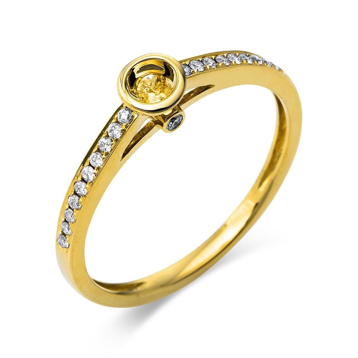 Leerfassung Solitärring aus 750/000 Gelbgold Leerfassung Solitärring