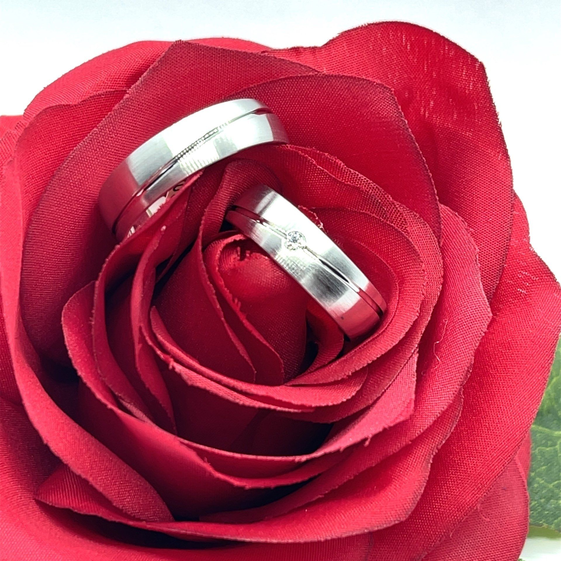 Trauringe 585/000 Weißgold 5 mm Trauringe Sternenhimmel