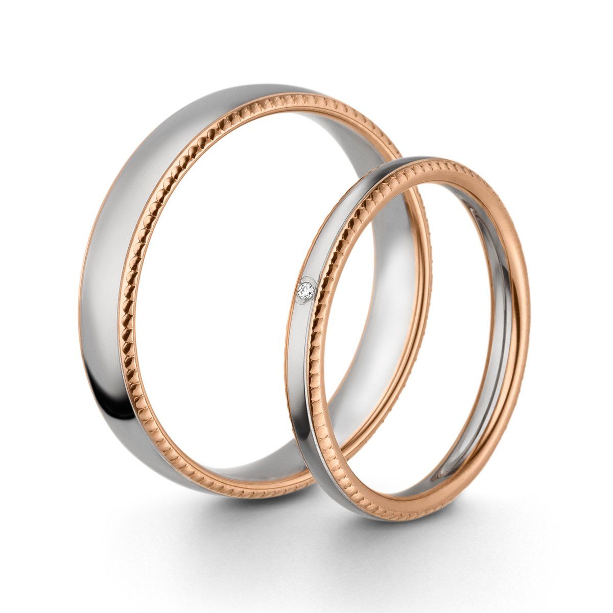 Zweifarbige Traurine in 750/000 Weiß/Rosegold Einer unserer Besteseller