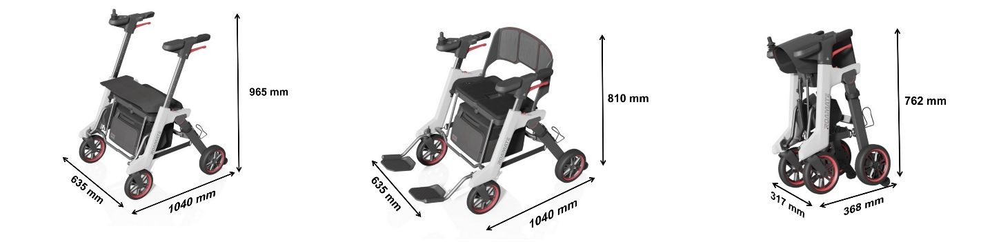 Roamate – KI-gestützter Alltagshelfer. 3-in-1 Mobilität: Rollator, Elektrorollstuhl, Schieberollstuhl.