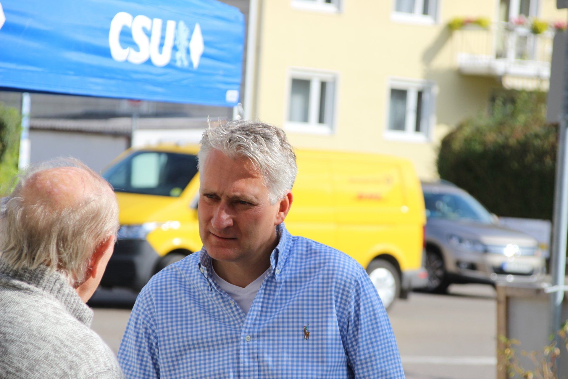 CSU-Infostand in Aystetten mit Hansjörg Durz