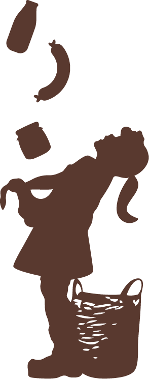 Mädchen dem Einkauf in die Schürze fällt