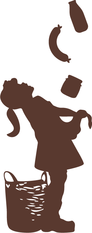 Lütte Meierie Mädchen dem Einkauf in die Schürze fällt