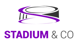 logo de stadium & co avec un stadium dessiné au dessus de Stadium & co en toute lettre.